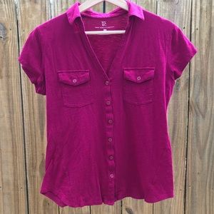 Cotton button-up t-shirt